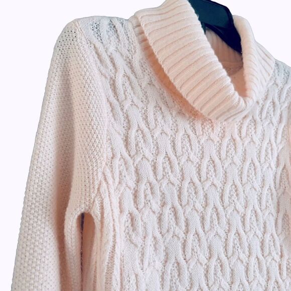 Cleo Petites Pink Textured Knit Cowl Neck Sweater Size Medium - Picture 4 of 7